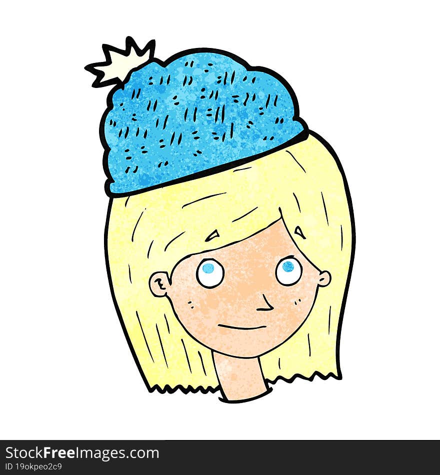 cartoon woman wearing winter hat