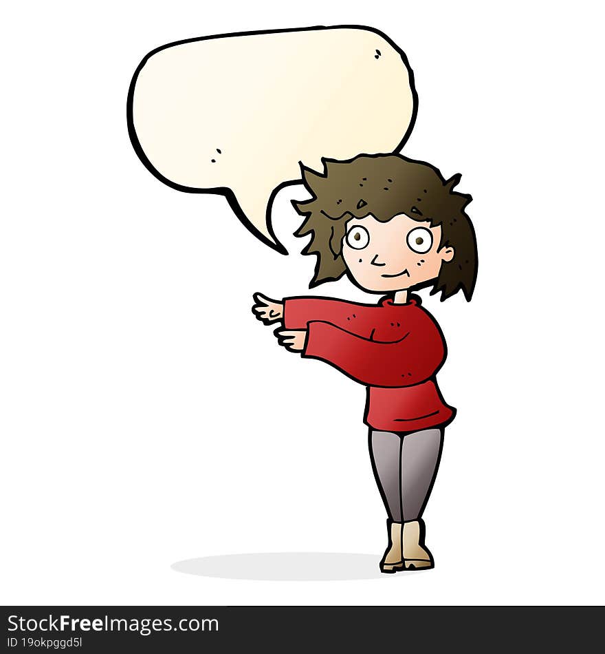 Cartoon Dancing Woman With Speech Bubble