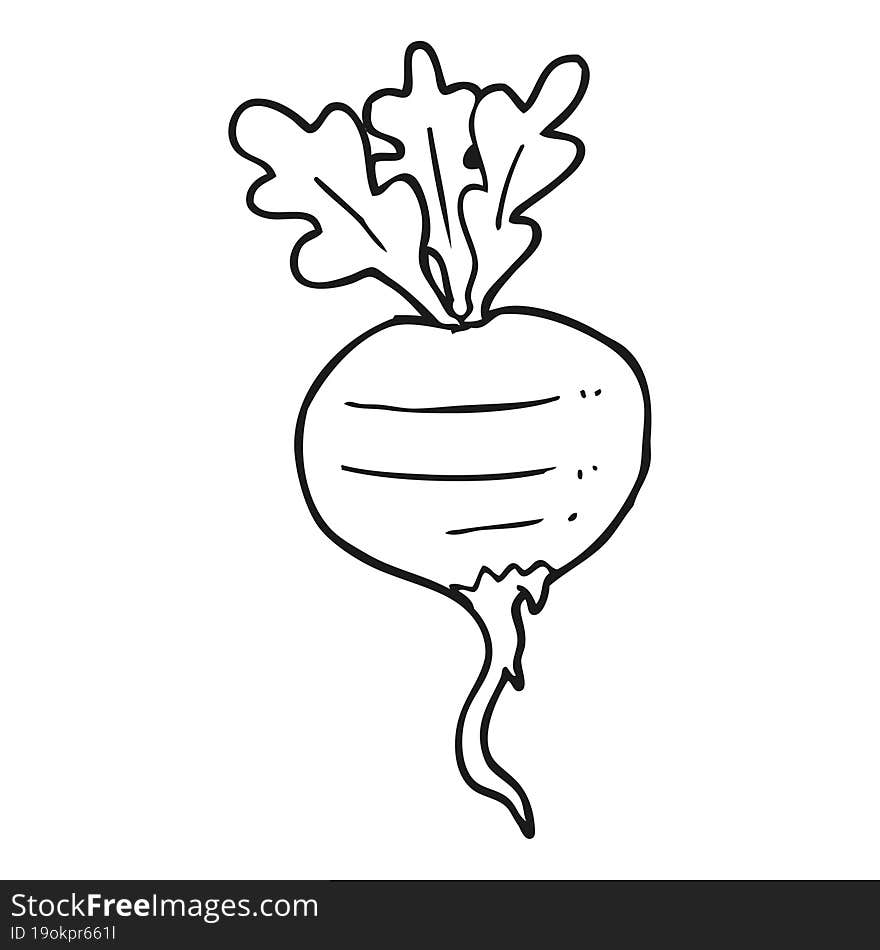 freehand drawn black and white cartoon turnip