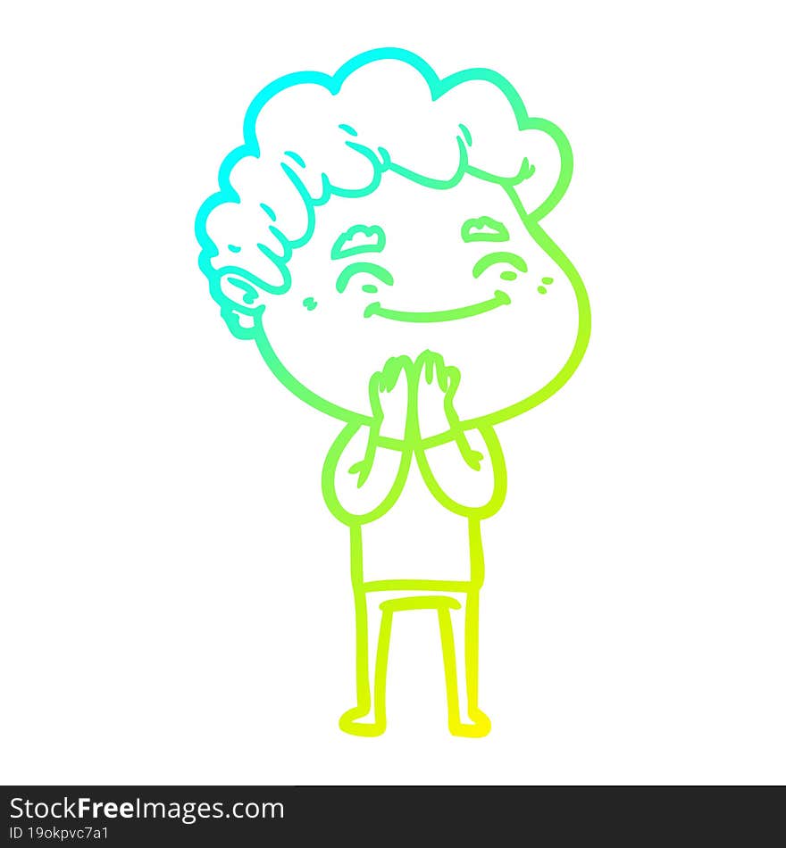 Cold Gradient Line Drawing Cartoon Friendly Man