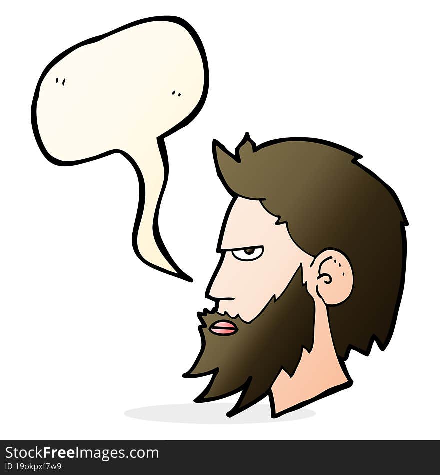 cartoon man with beard with speech bubble