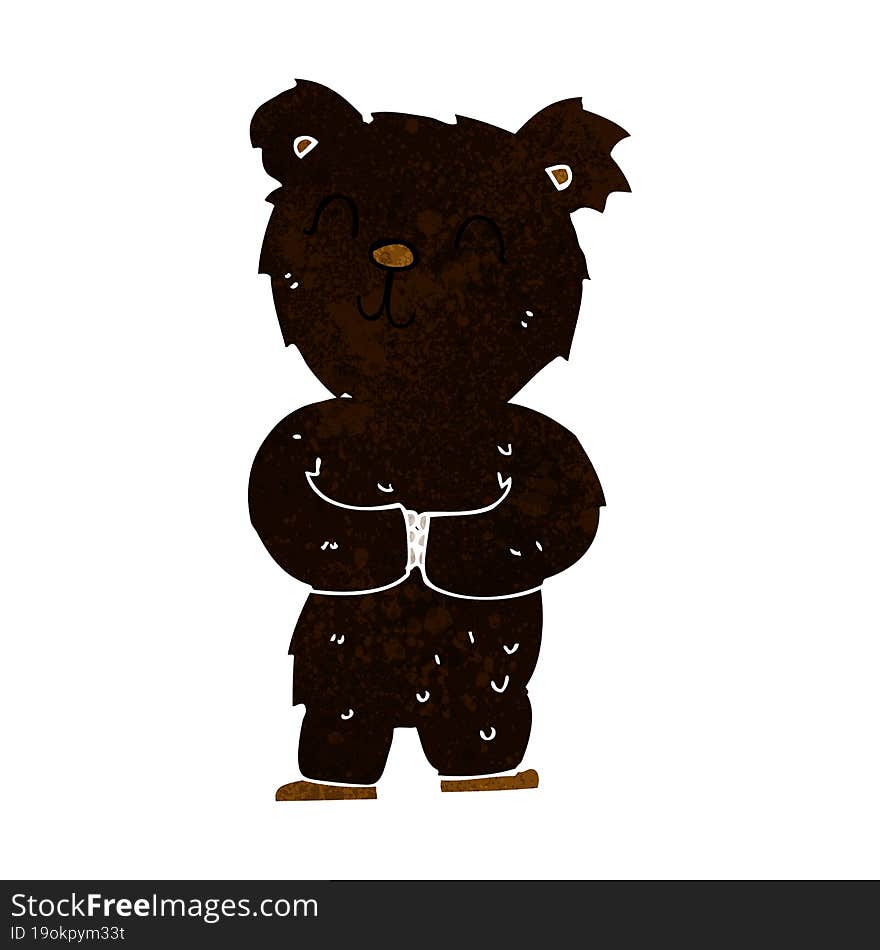 cartoon happy little black bear