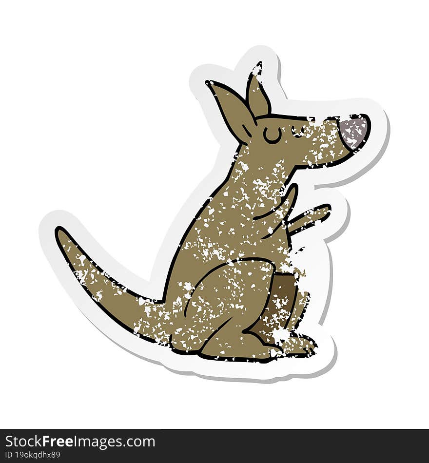 distressed sticker of a cartoon kangaroo