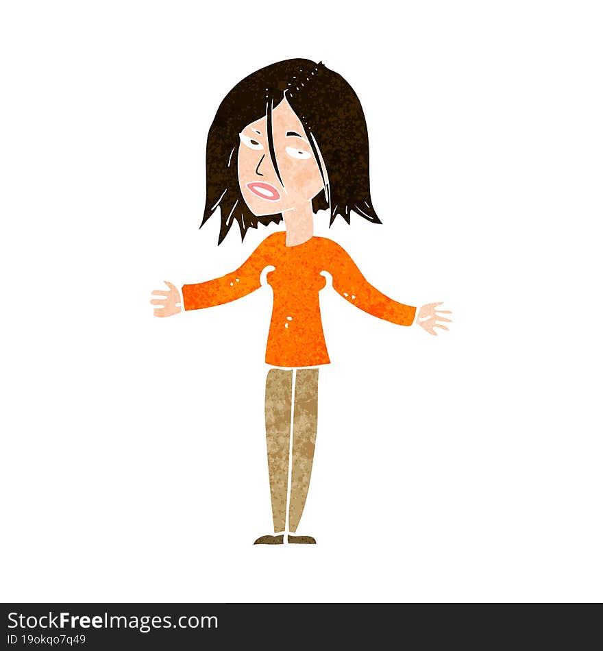cartoon woman shrugging shoulders