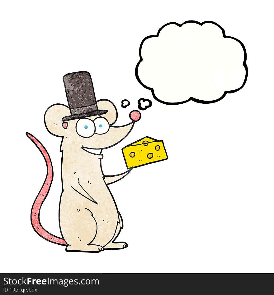 Thought Bubble Textured Cartoon Mouse With Cheese