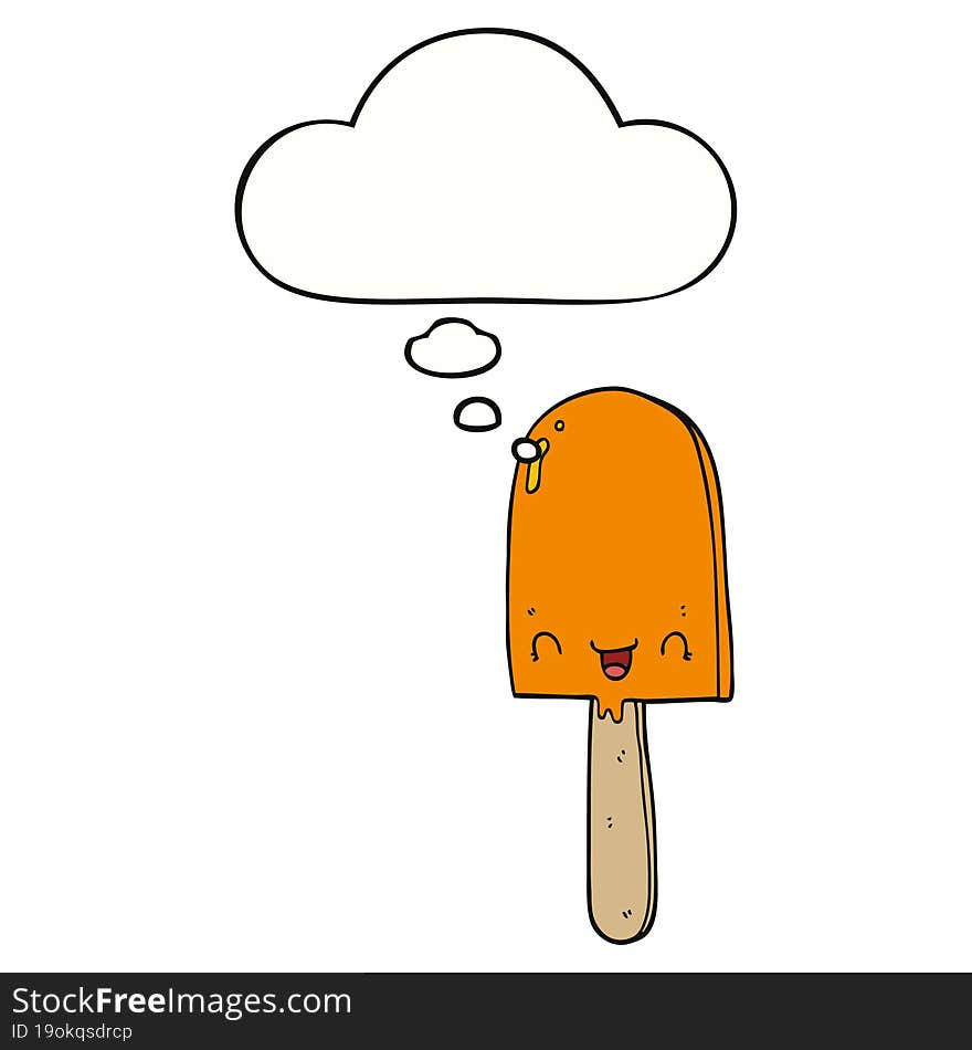 Cartoon Ice Lolly And Thought Bubble