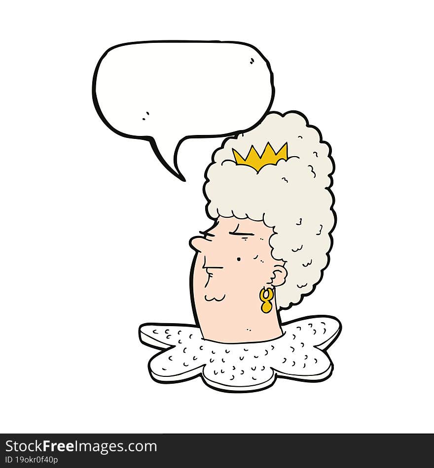 cartoon queen s head with speech bubble