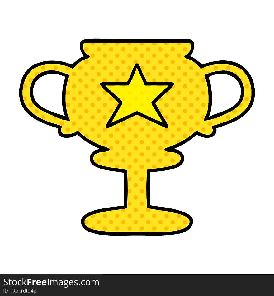 comic book style cartoon gold trophy