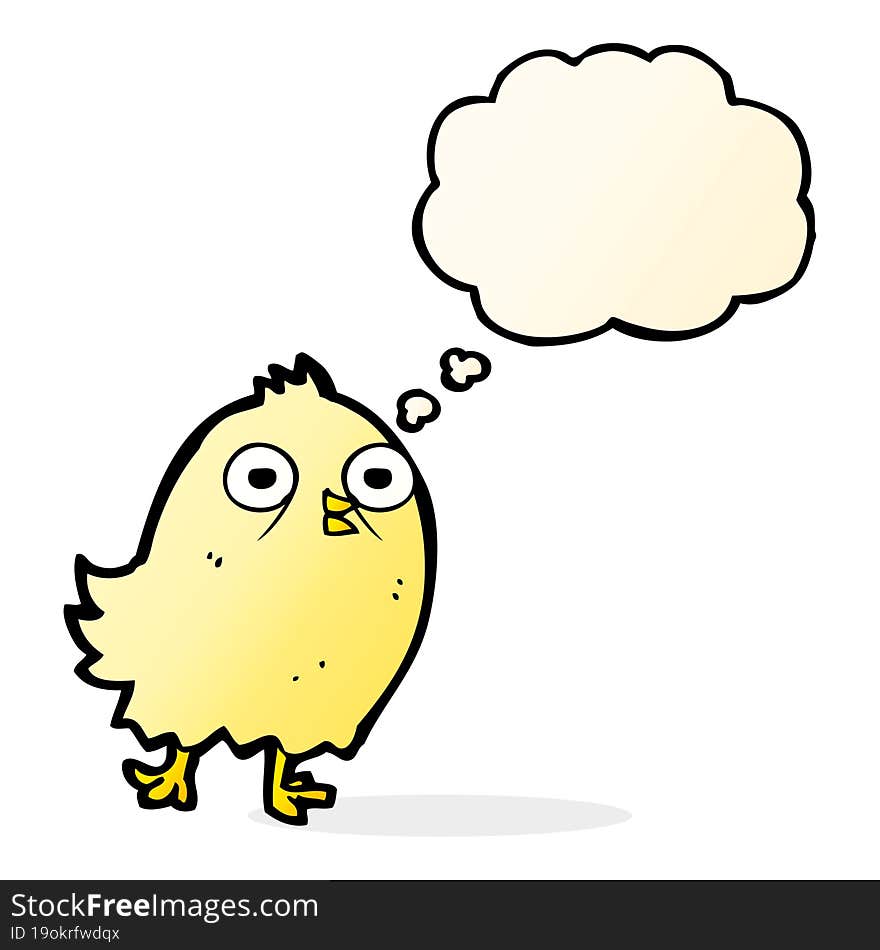 Funny Cartoon Bird With Thought Bubble