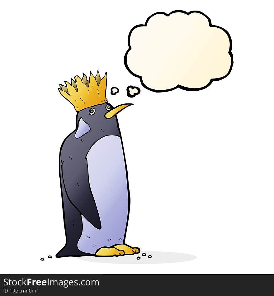 Cartoon Emperor Penguin With Thought Bubble