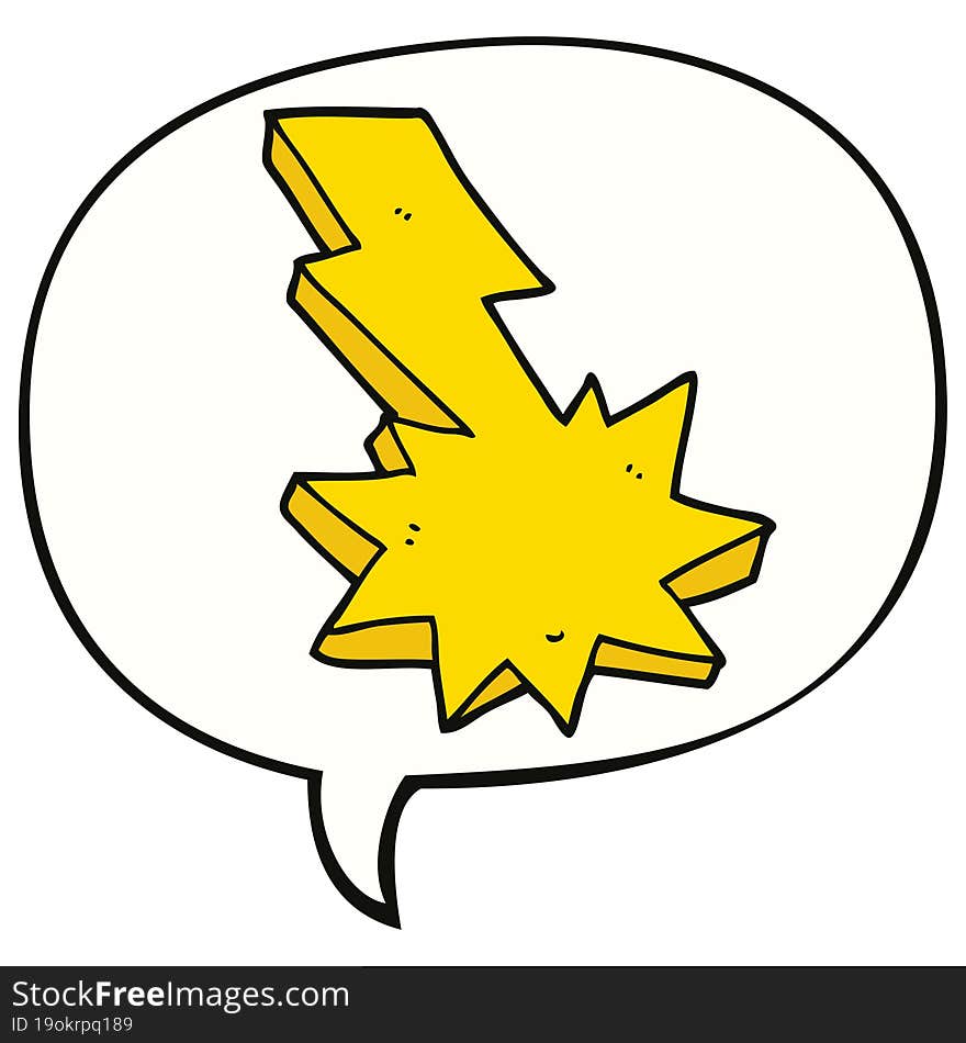 cartoon lightning strike and speech bubble