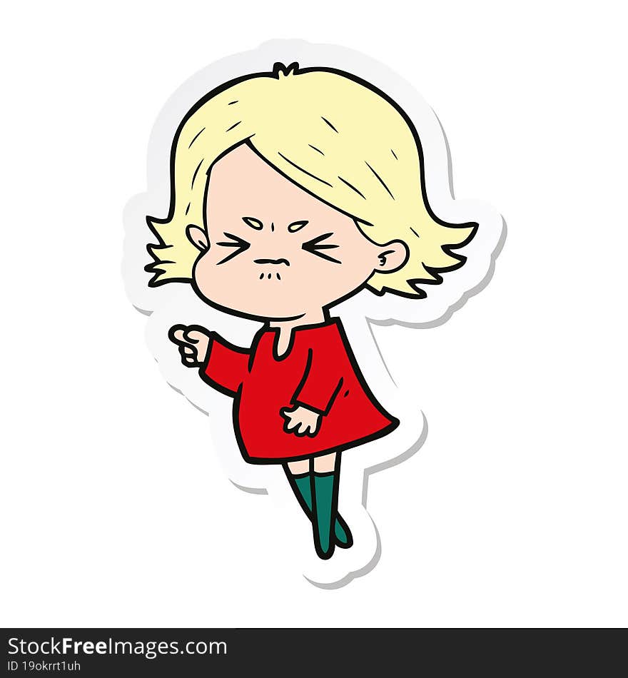 Sticker Of A Cartoon Angry Woman