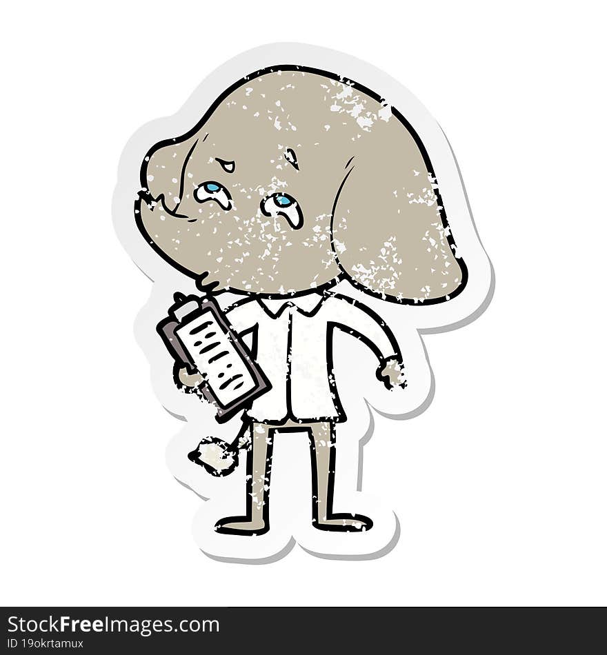 Distressed Sticker Of A Cartoon Elephant Remembering