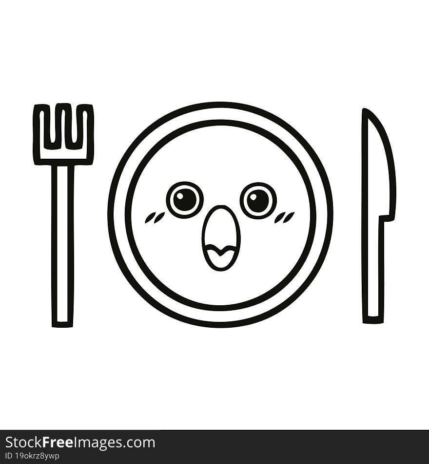 line drawing cartoon dinner plate