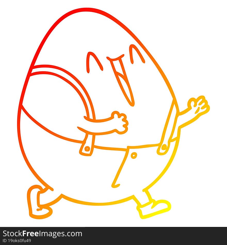 warm gradient line drawing of a humpty dumpty cartoon egg man