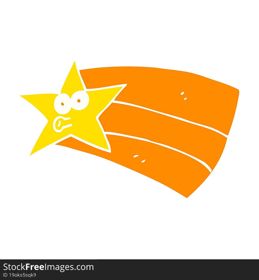 flat color illustration cartoon shooting star