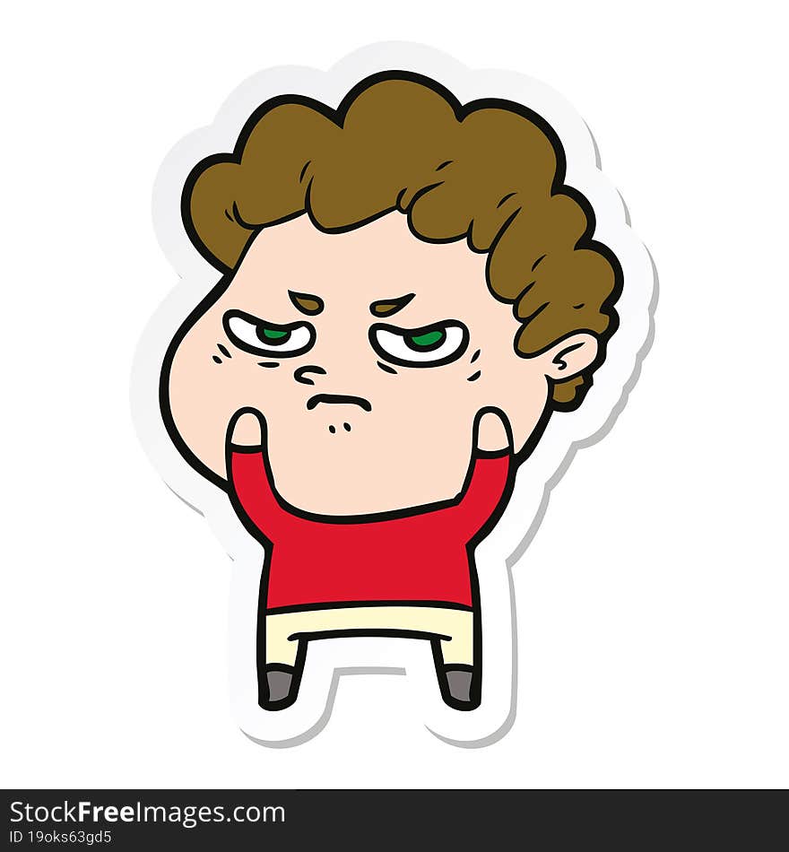 sticker of a cartoon angry man