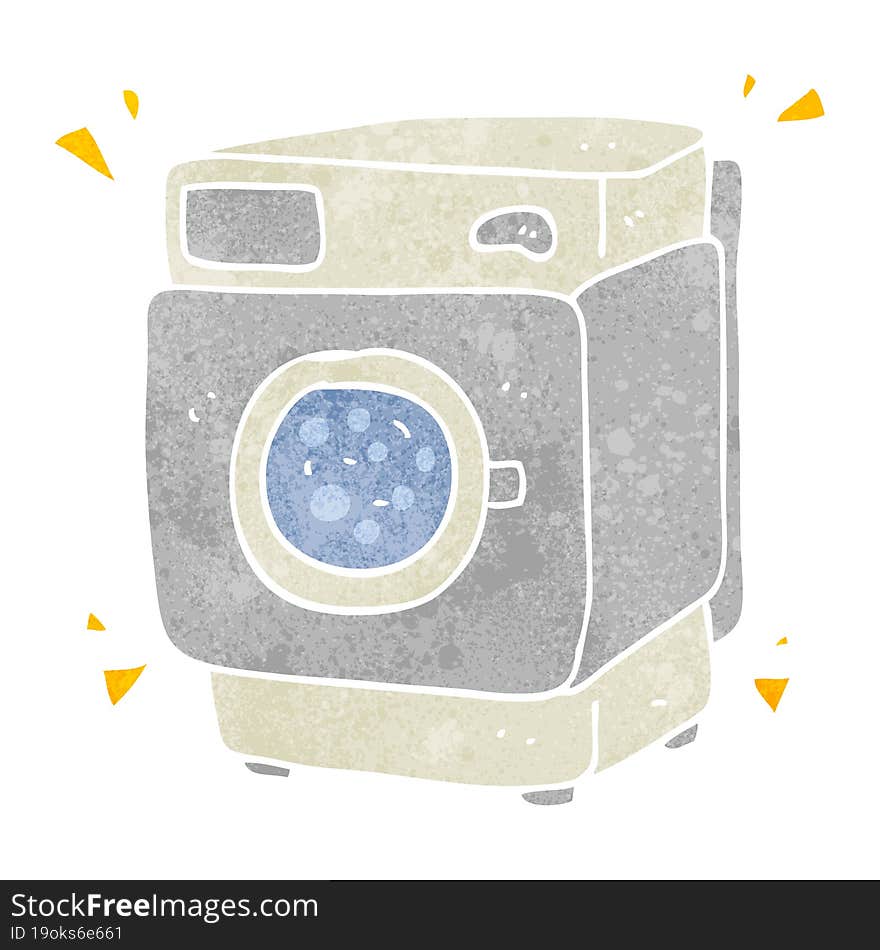 retro cartoon rumbling washing machine