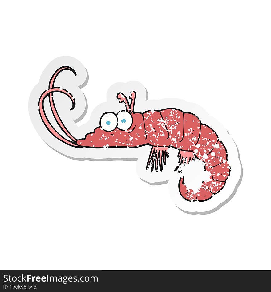 retro distressed sticker of a cartoon shrimp