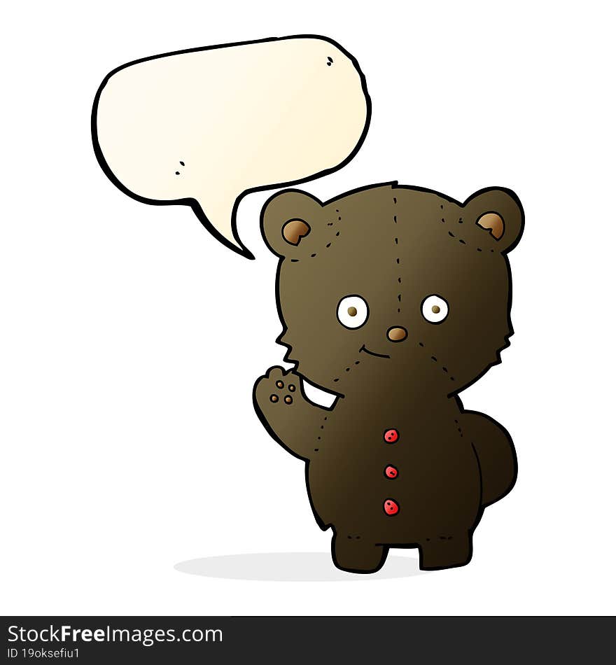 cartoon black bear cub with speech bubble