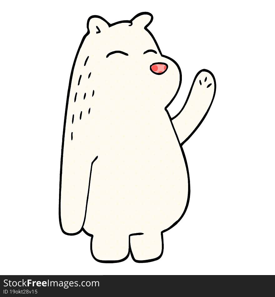 Cartoon Doodle Polar Bear Waving