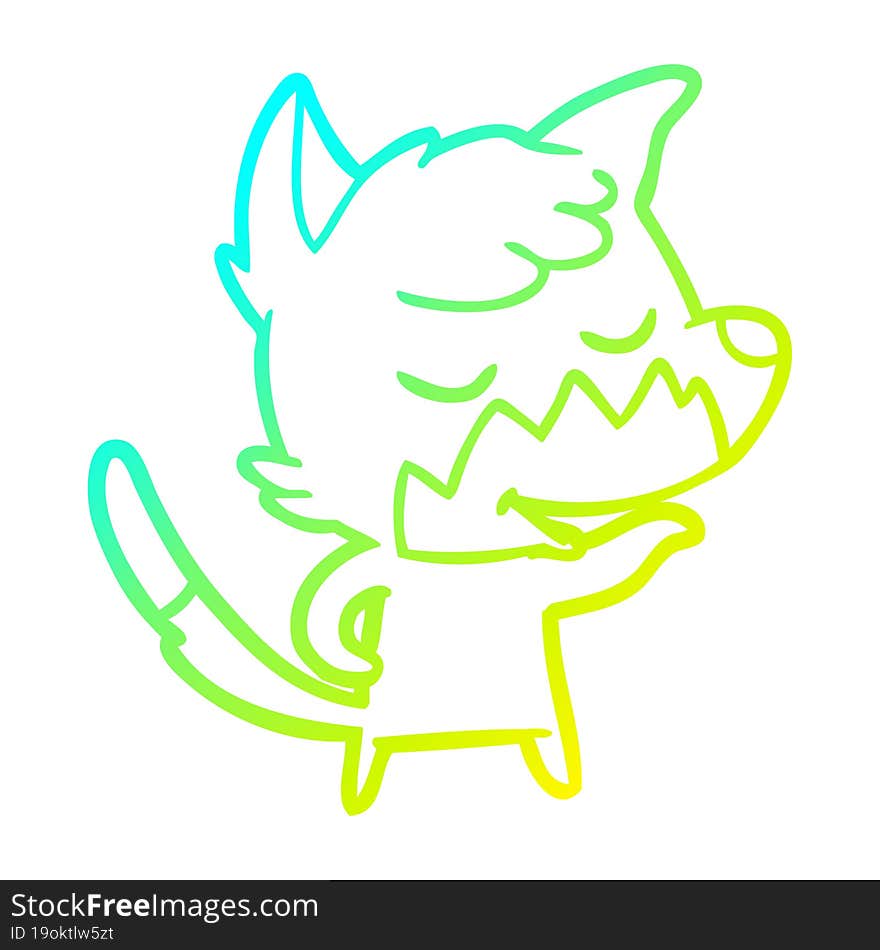 cold gradient line drawing friendly cartoon fox