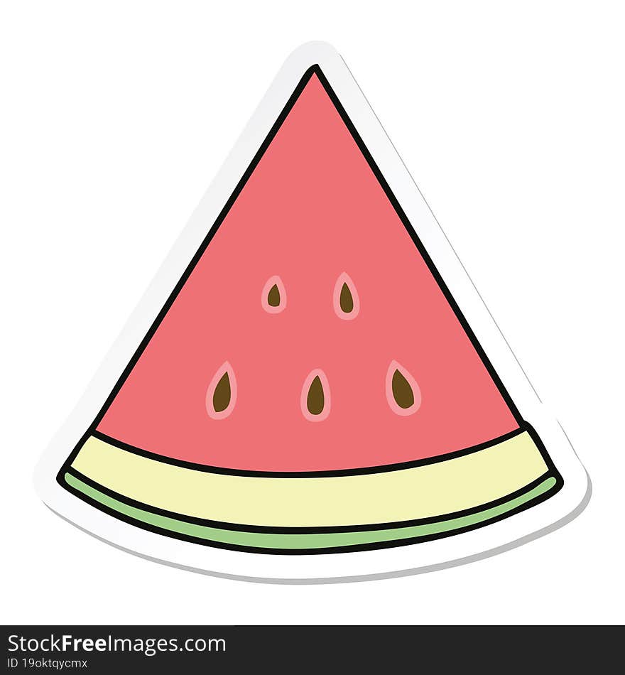 sticker of a quirky hand drawn cartoon watermelon