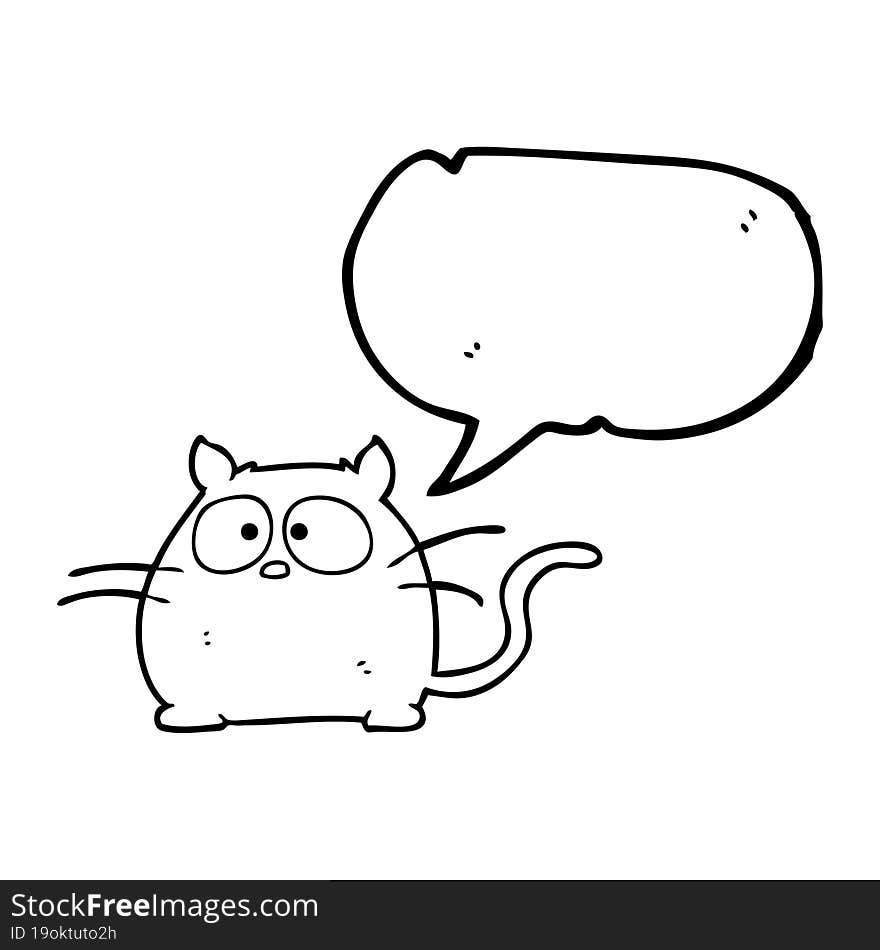 freehand drawn speech bubble cartoon cat