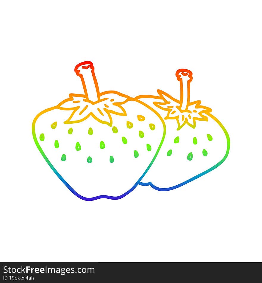 rainbow gradient line drawing of a cartoon strawberry