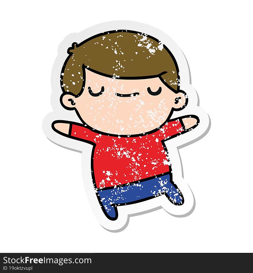 distressed sticker cartoon of a kawaii cute boy