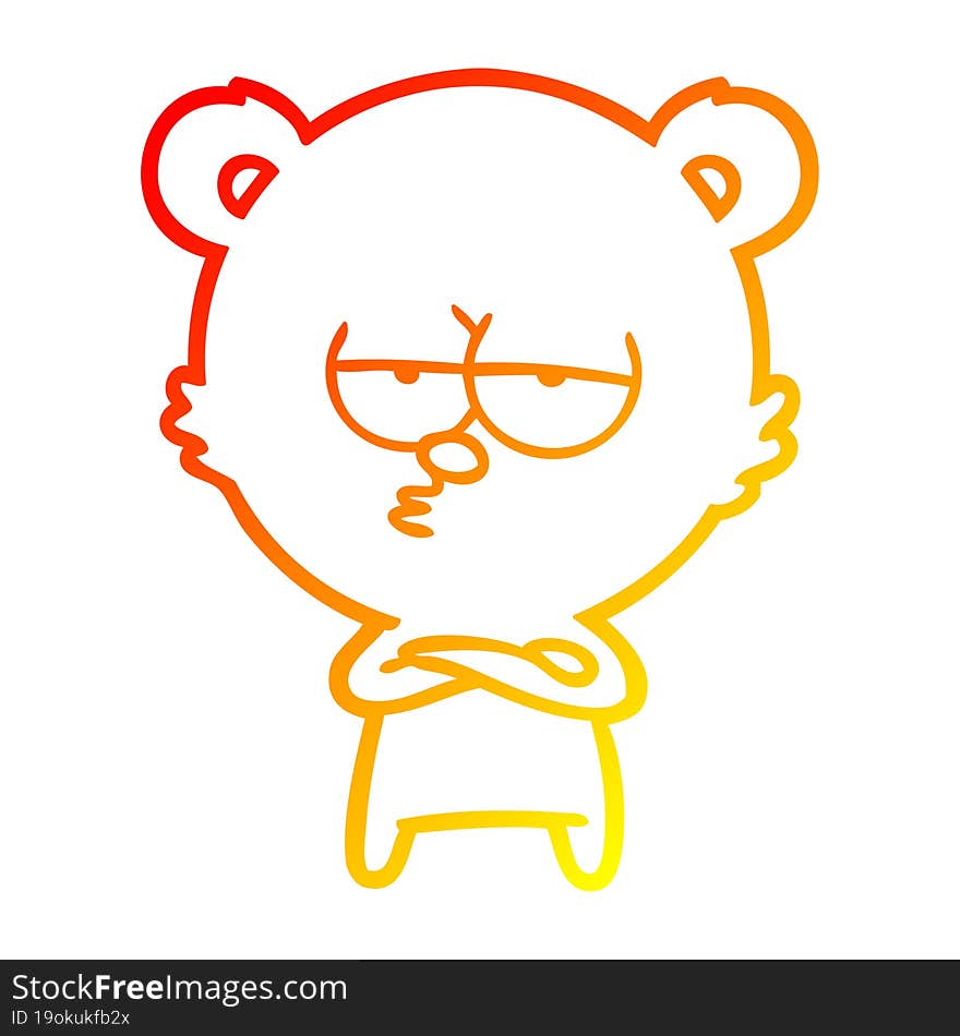 warm gradient line drawing bored bear cartoon