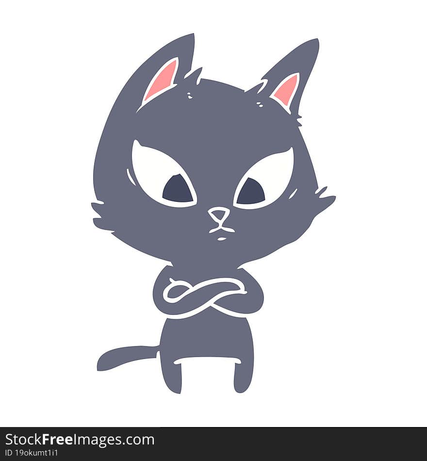 Confused Flat Color Style Cartoon Cat