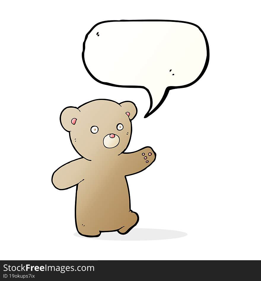 cartoon teddy bear with speech bubble