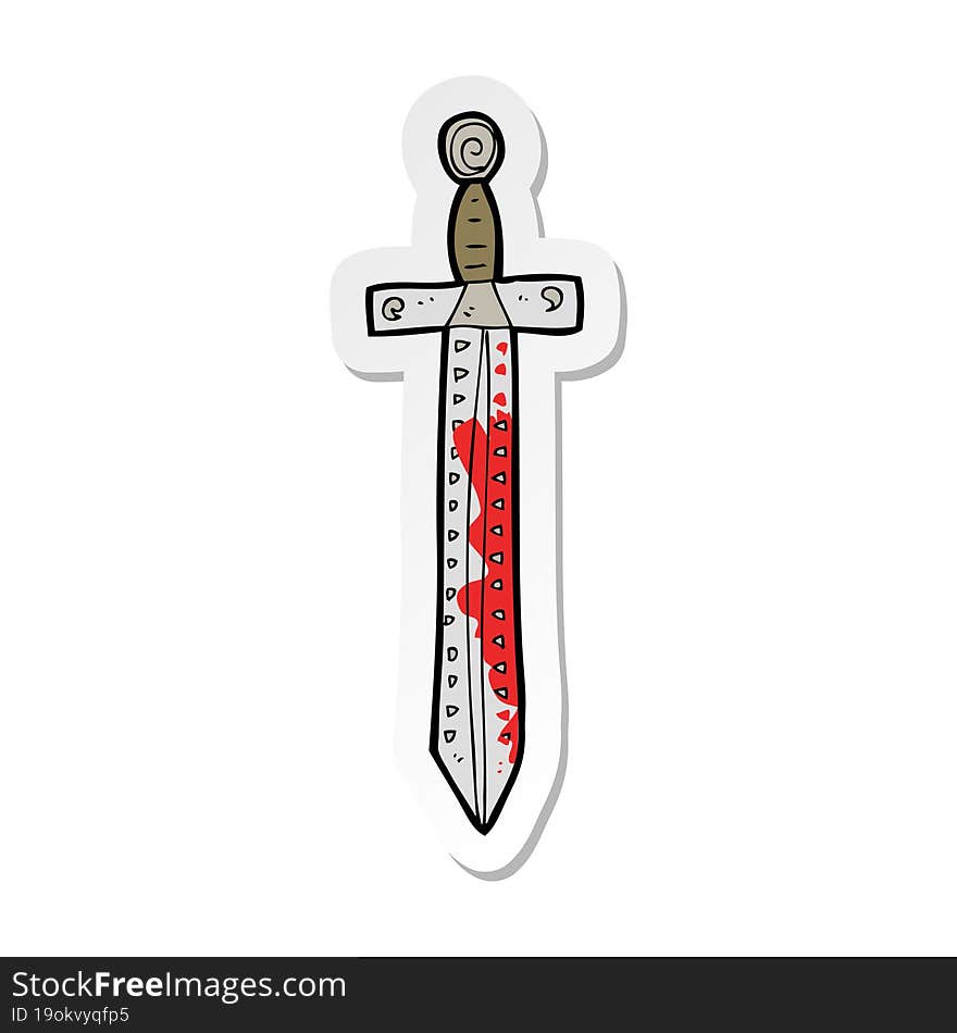 Sticker Of A Cartoon Blood Splattered Sword