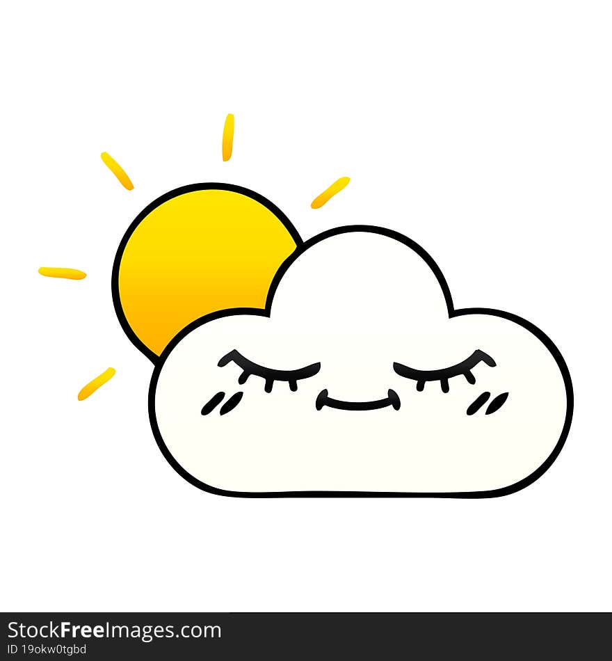 gradient shaded cartoon sunshine and cloud