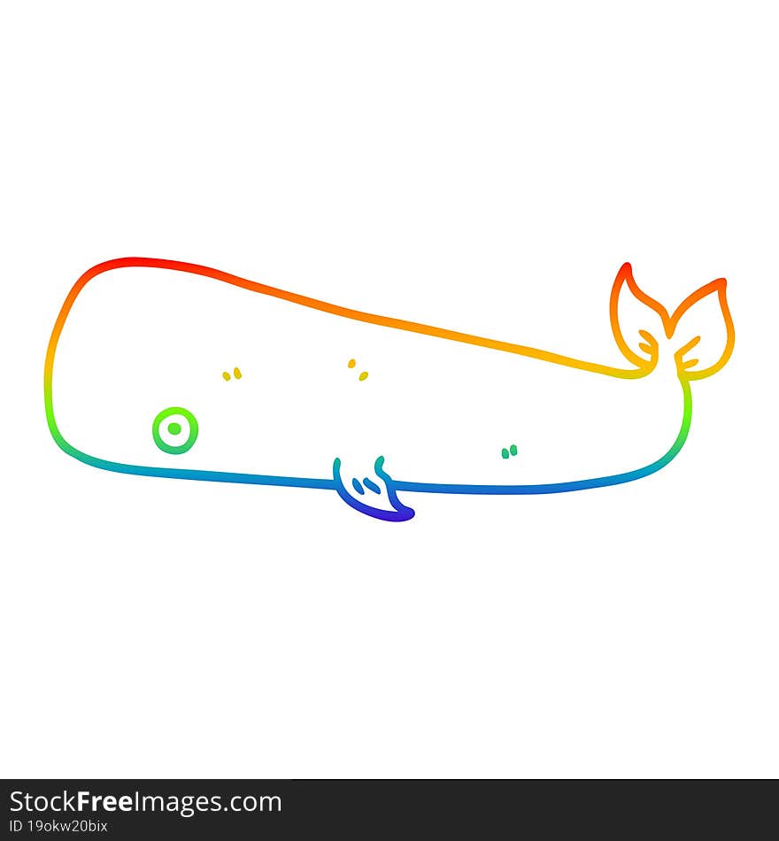 Rainbow Gradient Line Drawing Cartoon Whale