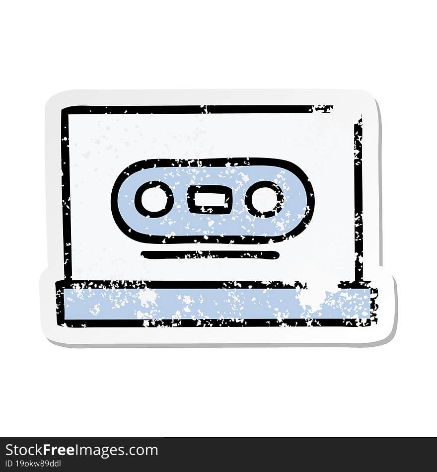 Distressed Sticker Of A Cute Cartoon Retro Cassette