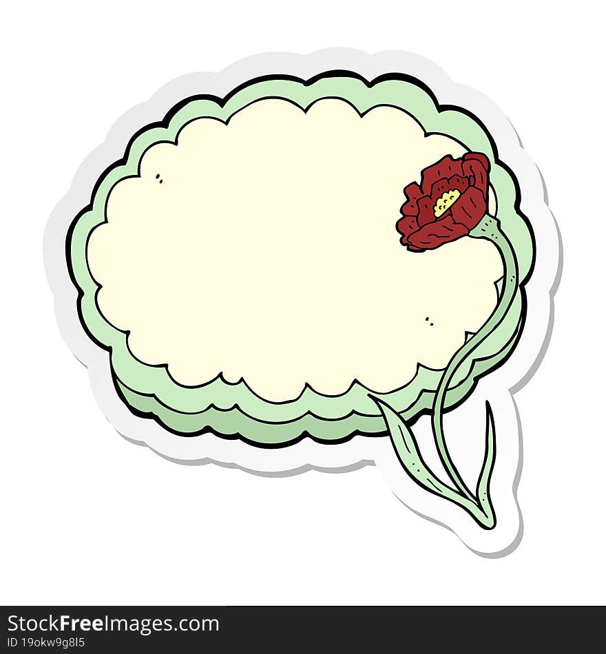 Sticker Of A Cartoon Flower And Cloud Frame