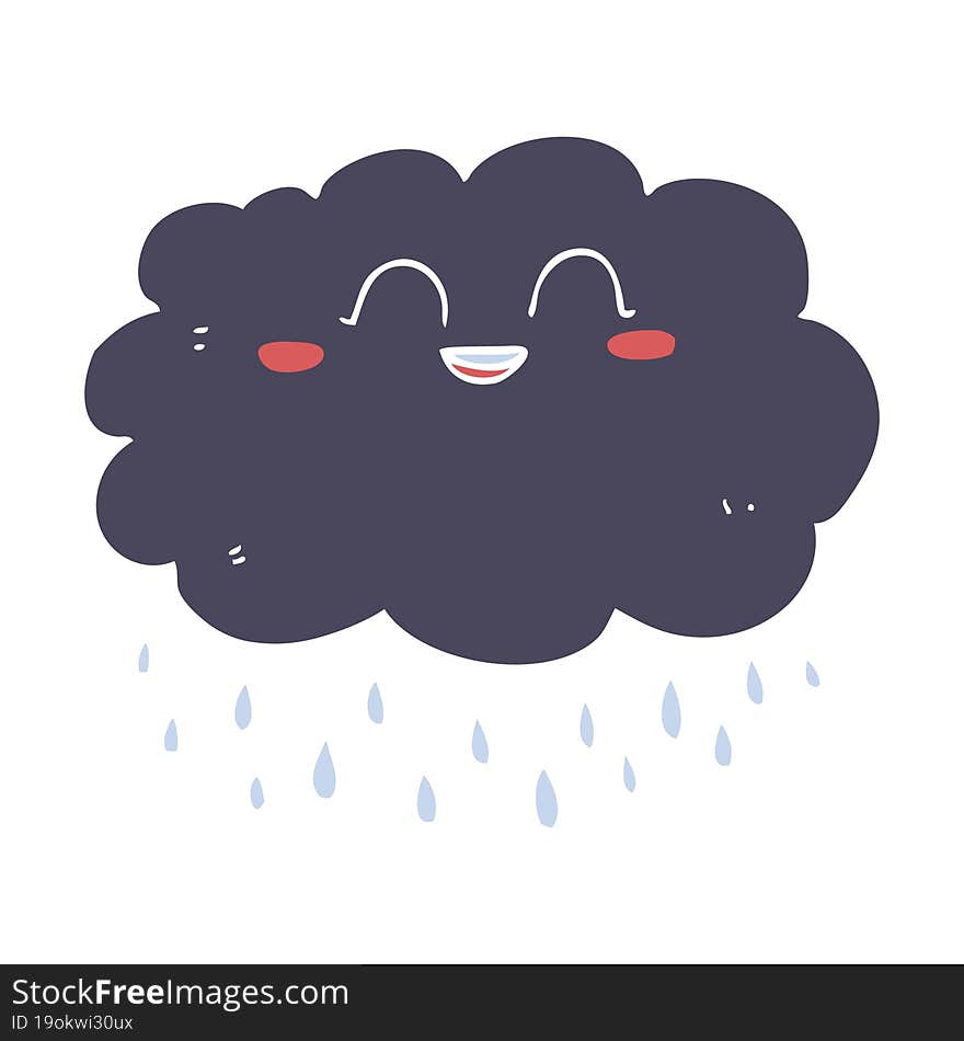 flat color illustration of a cartoon raincloud