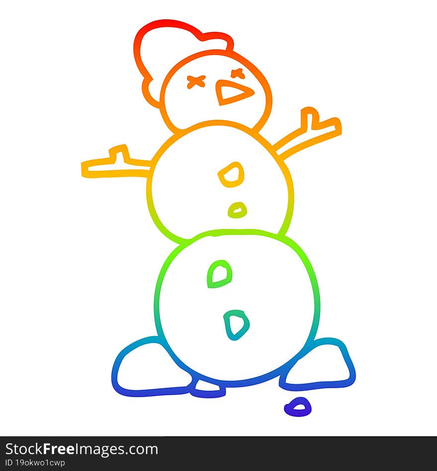 rainbow gradient line drawing cartoon traditional snowman