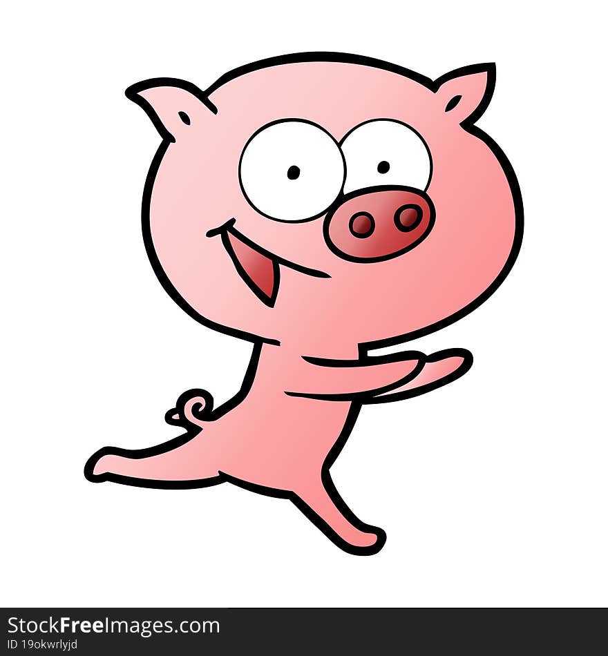 cheerful pig cartoon. cheerful pig cartoon