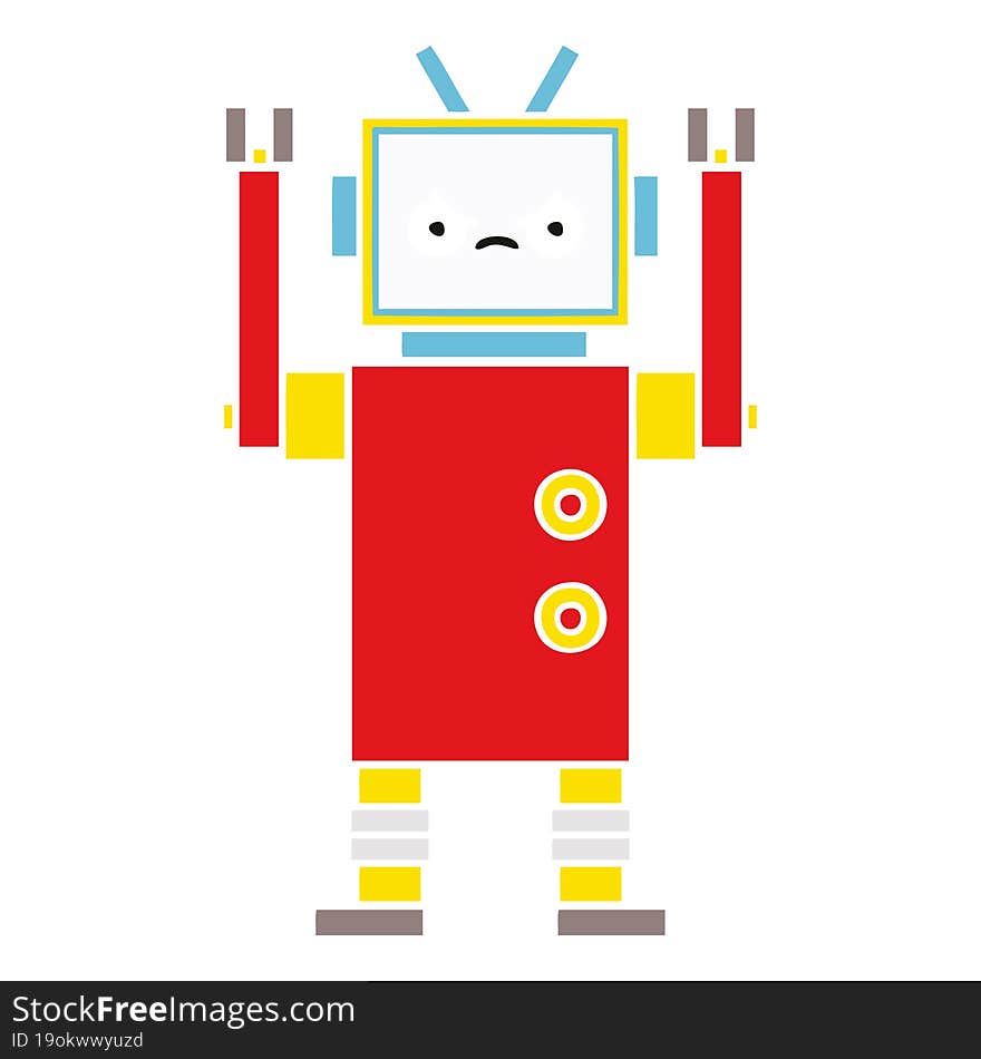 Flat Color Retro Cartoon Robot