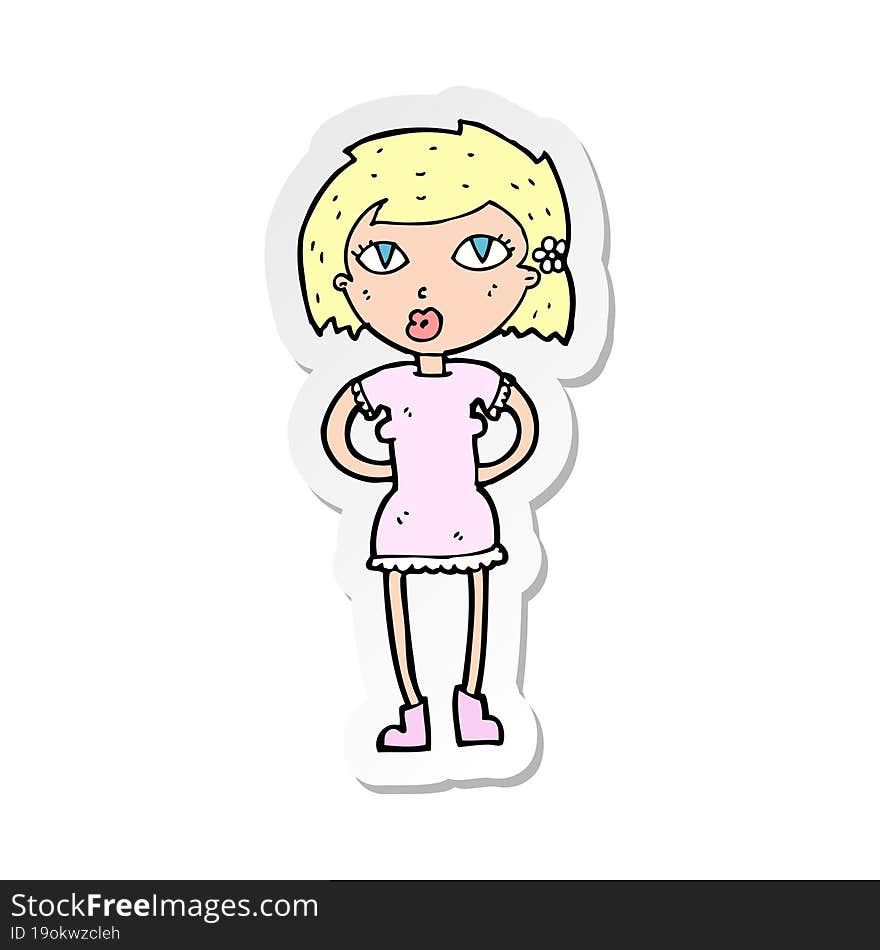 sticker of a cartoon woman