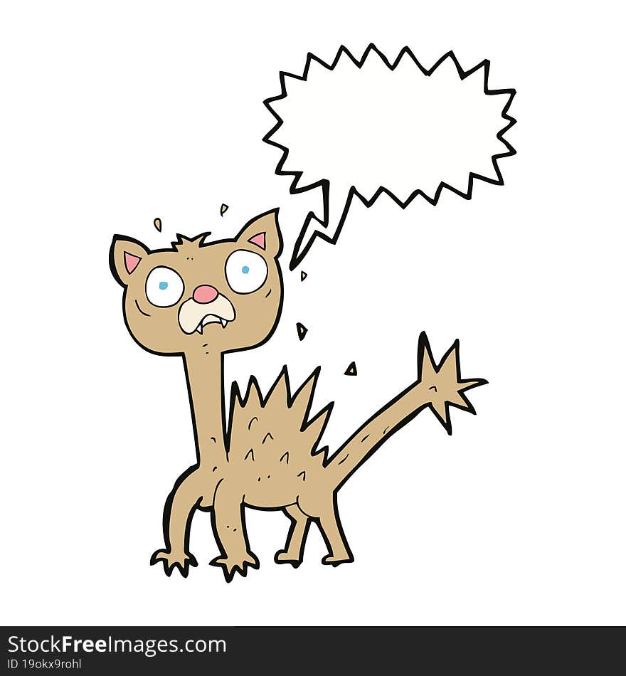 Cartoon Scared Cat With Speech Bubble