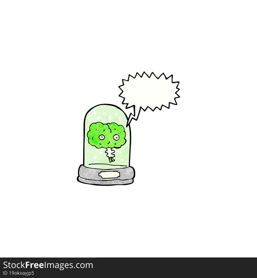 Cartoon Talking Brain In Jar