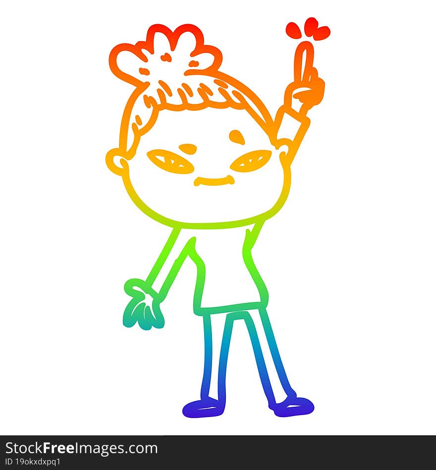 rainbow gradient line drawing of a cartoon woman