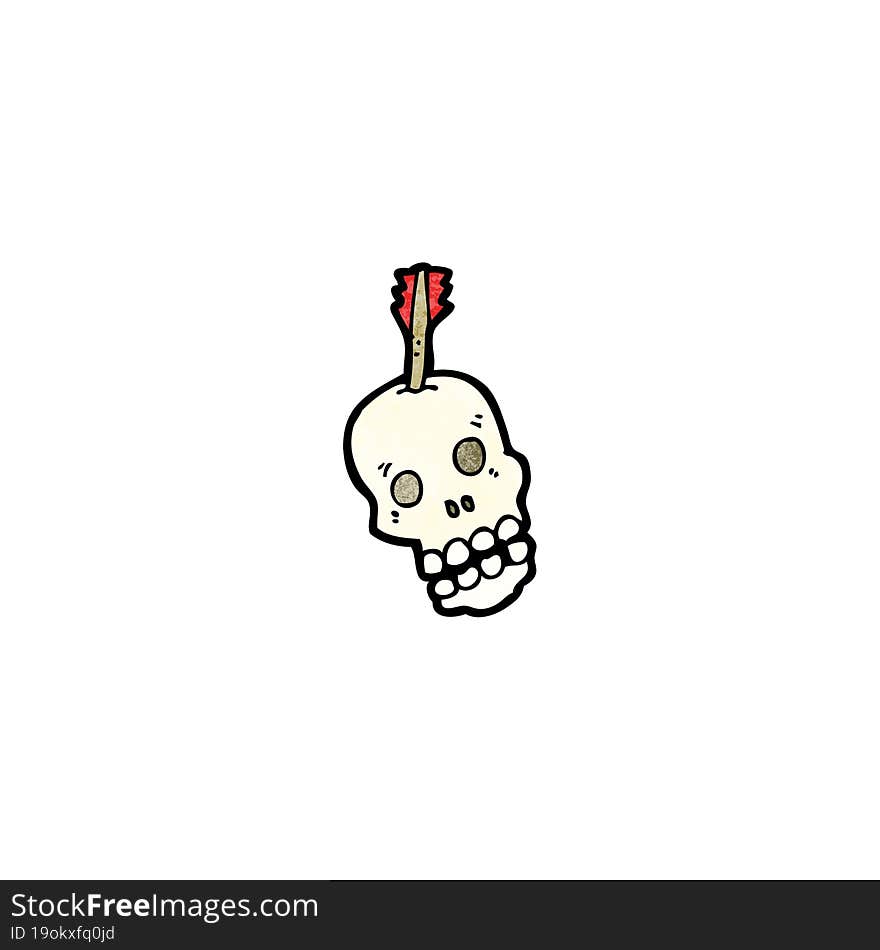 Cartoon Skull With Arrow In