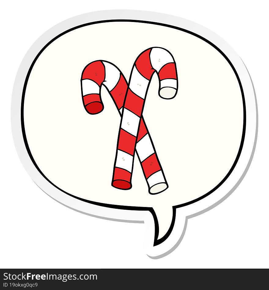 cartoon candy canes with speech bubble sticker