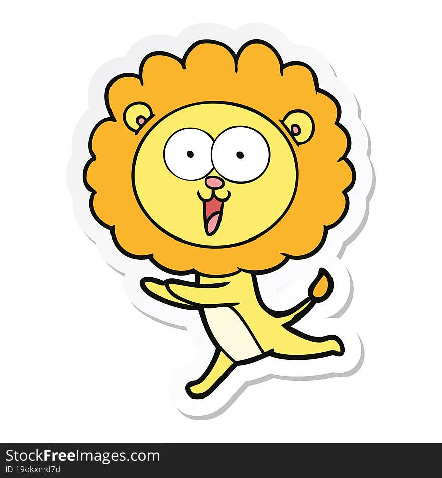 sticker of a happy cartoon lion