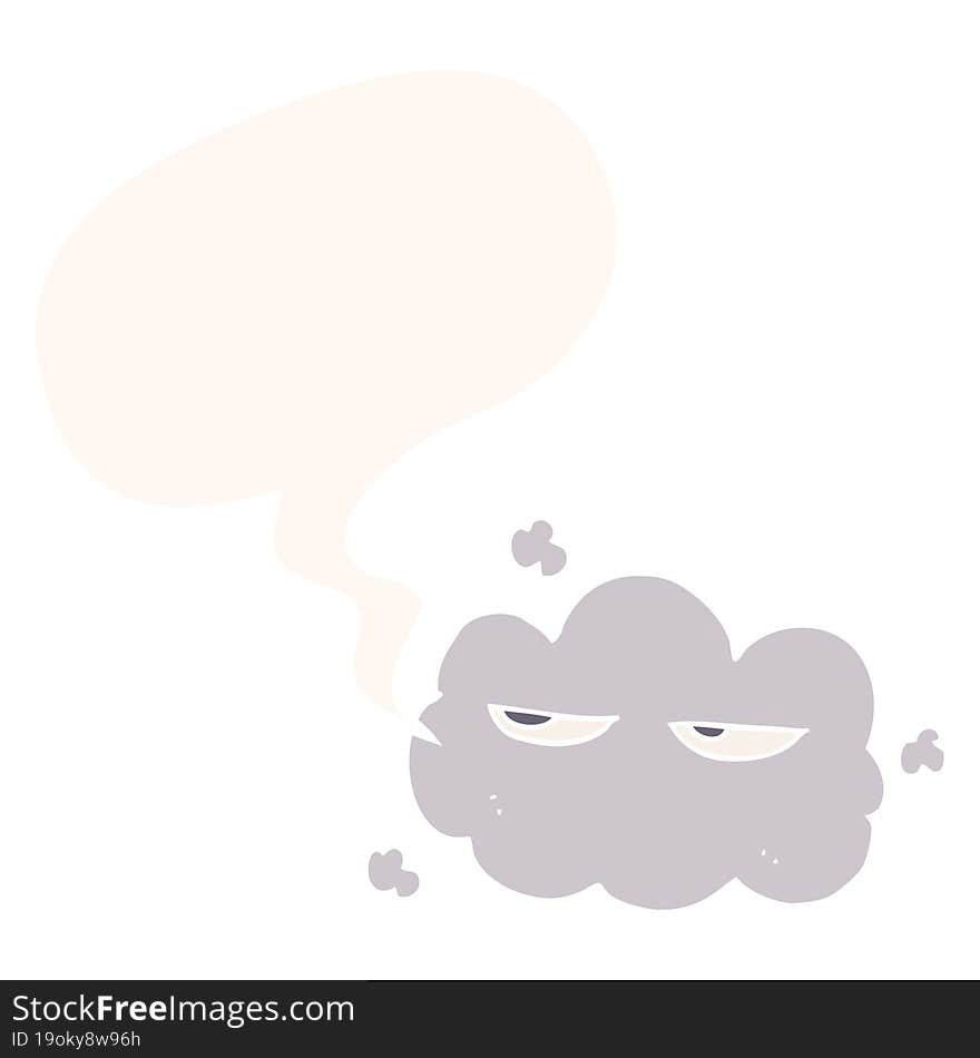 Cute Cartoon Cloud And Speech Bubble In Retro Style